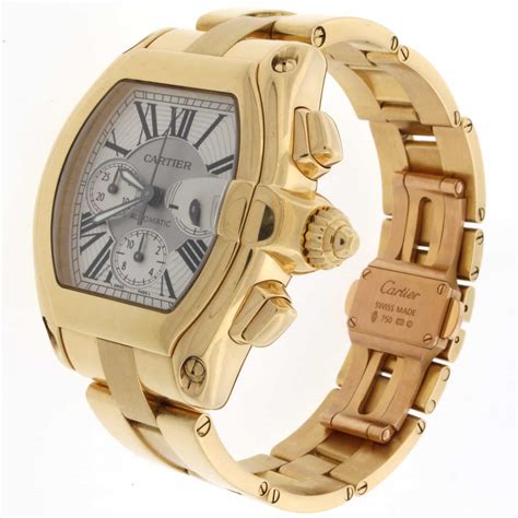 mens cartier watch gold|cartier 18k gold watch men.